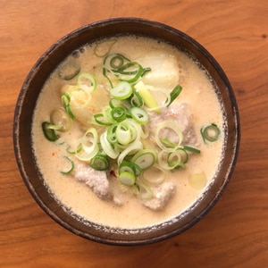 サバ缶と豆乳で作るあら汁風